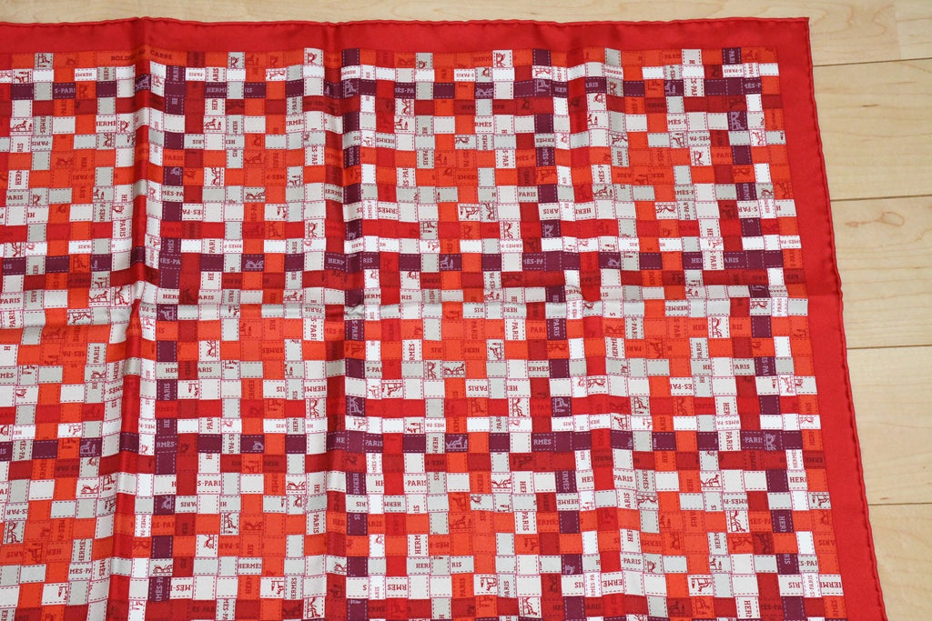Hermes Scarf Bolduc au Carre 90 cm Silk red ribbon 35"
