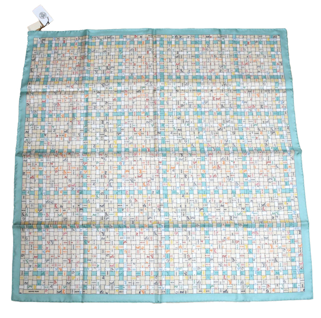 Hermes Scarf Bolduc au Carre 90 cm silk light green ribbon 35"