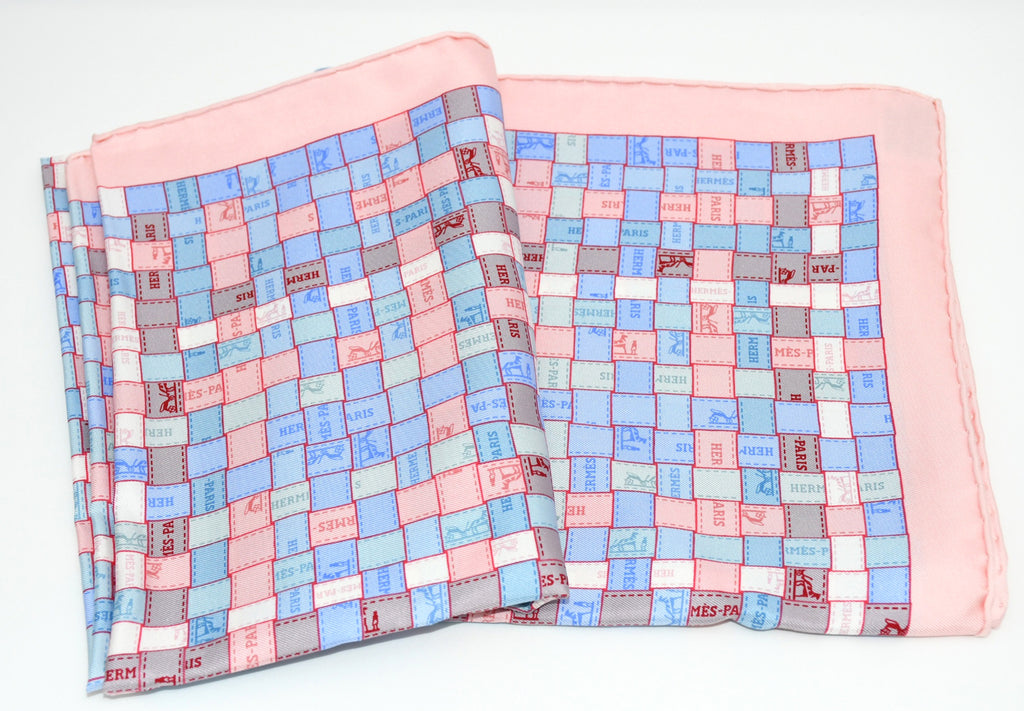 Hermes Scarf Bolduc au Carre 90 cm silk light pink ribbon 35"