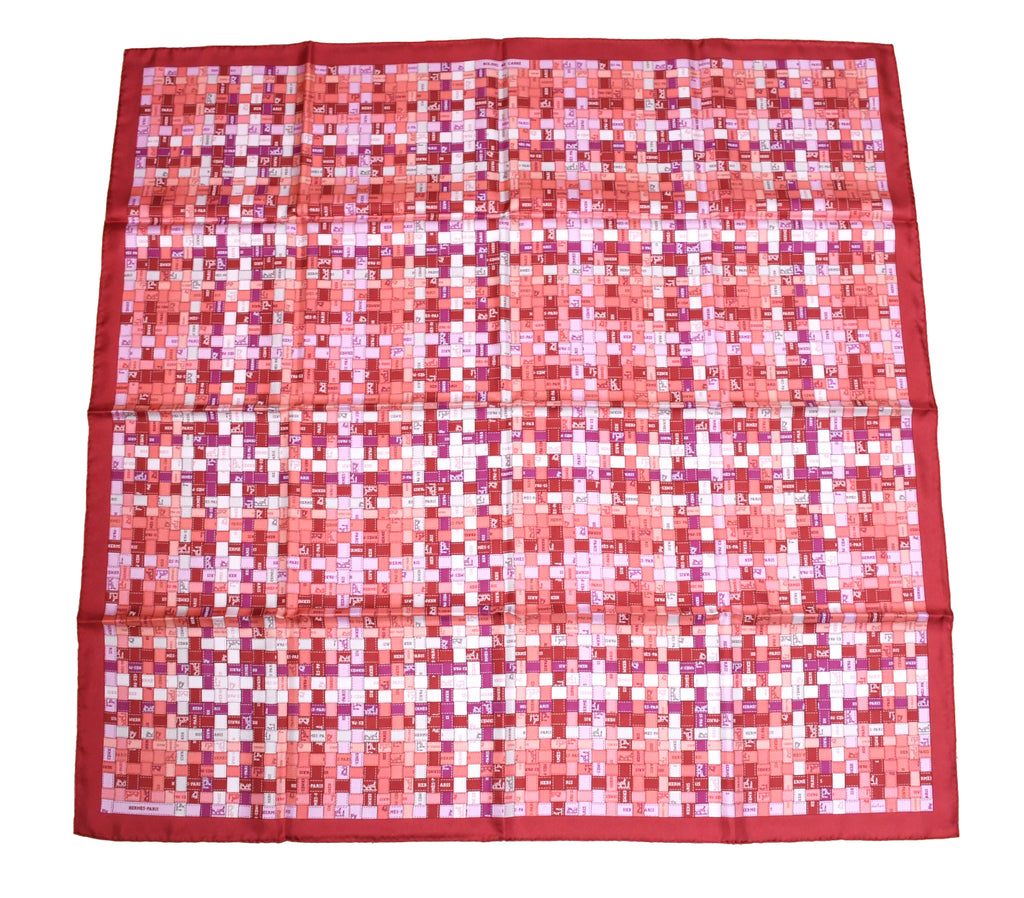 Hermes Scarf Bolduc au Carre 90 cm silk pink red ribbon 35"
