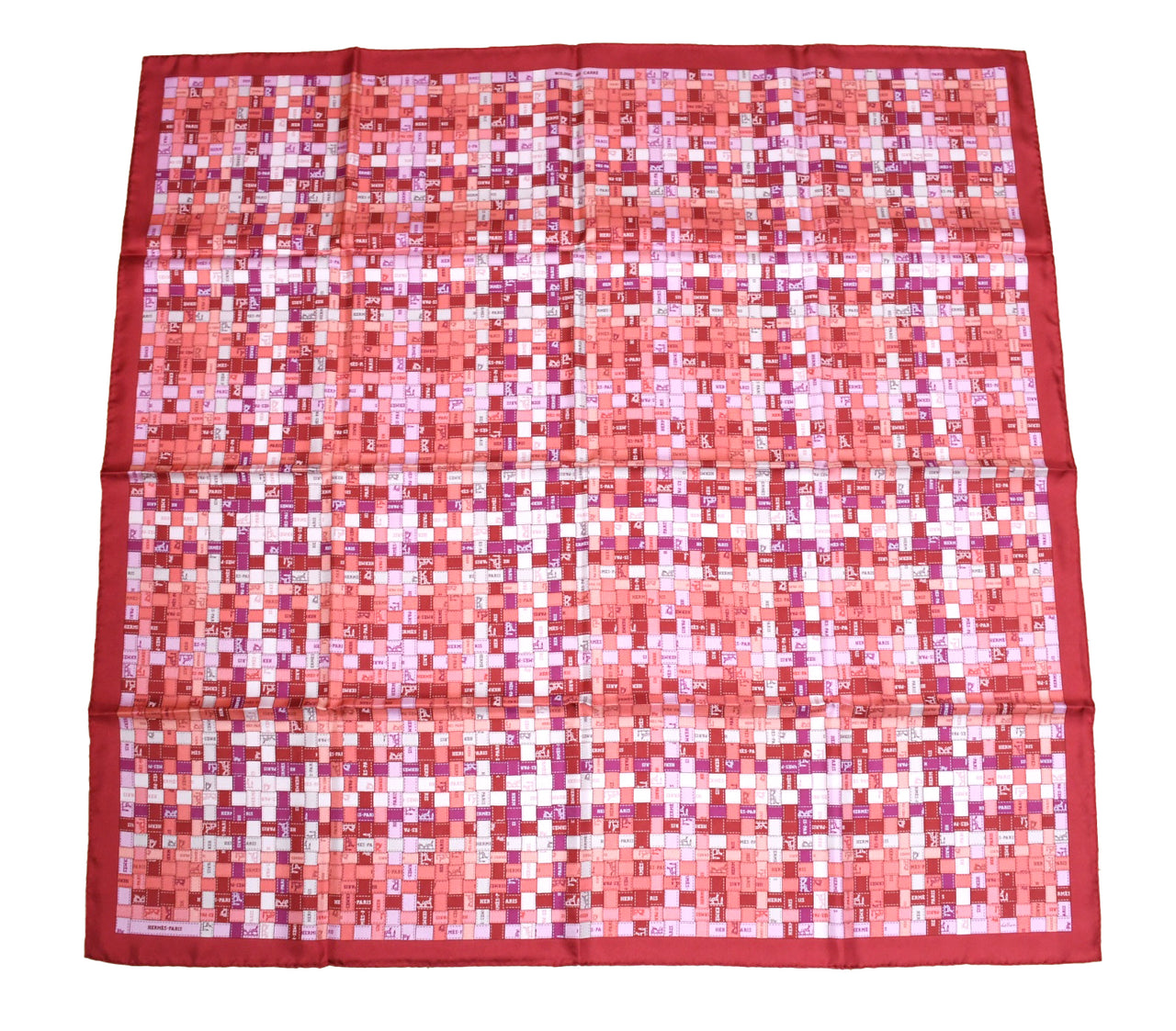 Hermes Scarf Bolduc au Carre 90 cm silk pink red ribbon 35"