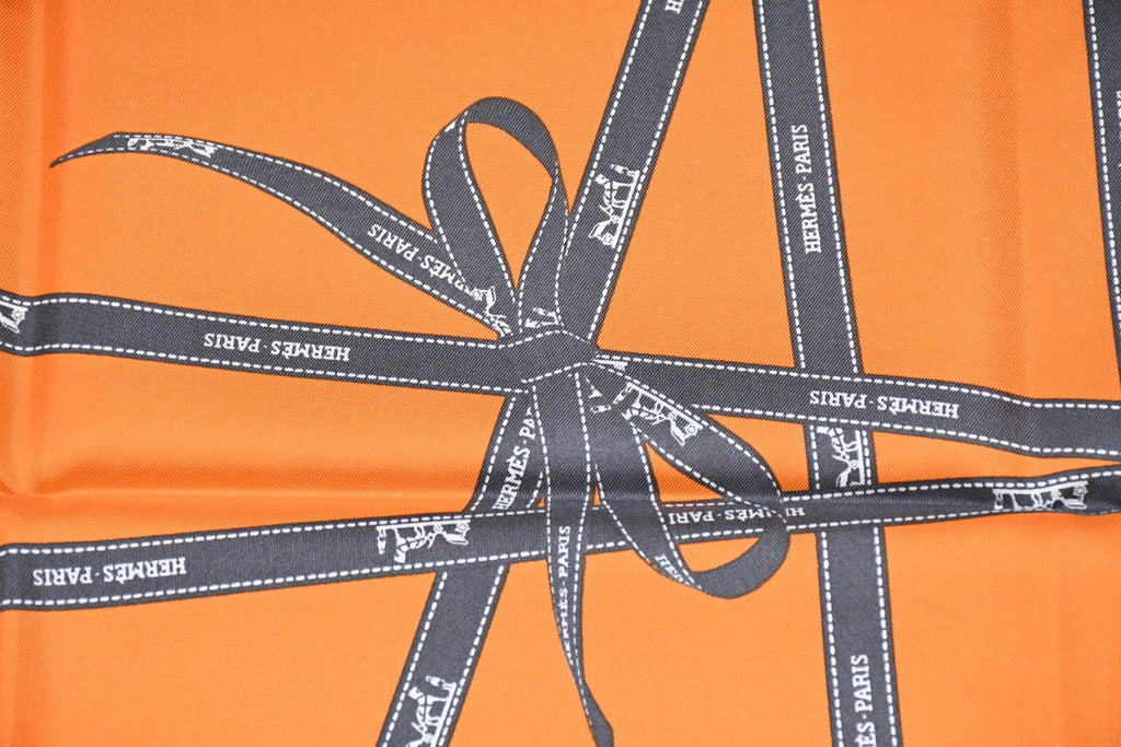 Hermes Scarf Bolduc by Jean Louis Dumas Silk 90 cm ribbon orange Carre 35" New w/ Tag