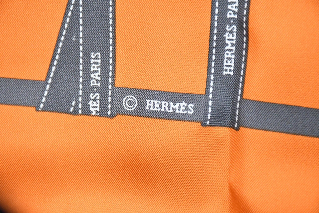 Hermes Scarf Bolduc by Jean Louis Dumas Silk 90 cm ribbon orange Carre 35" New w/ Tag