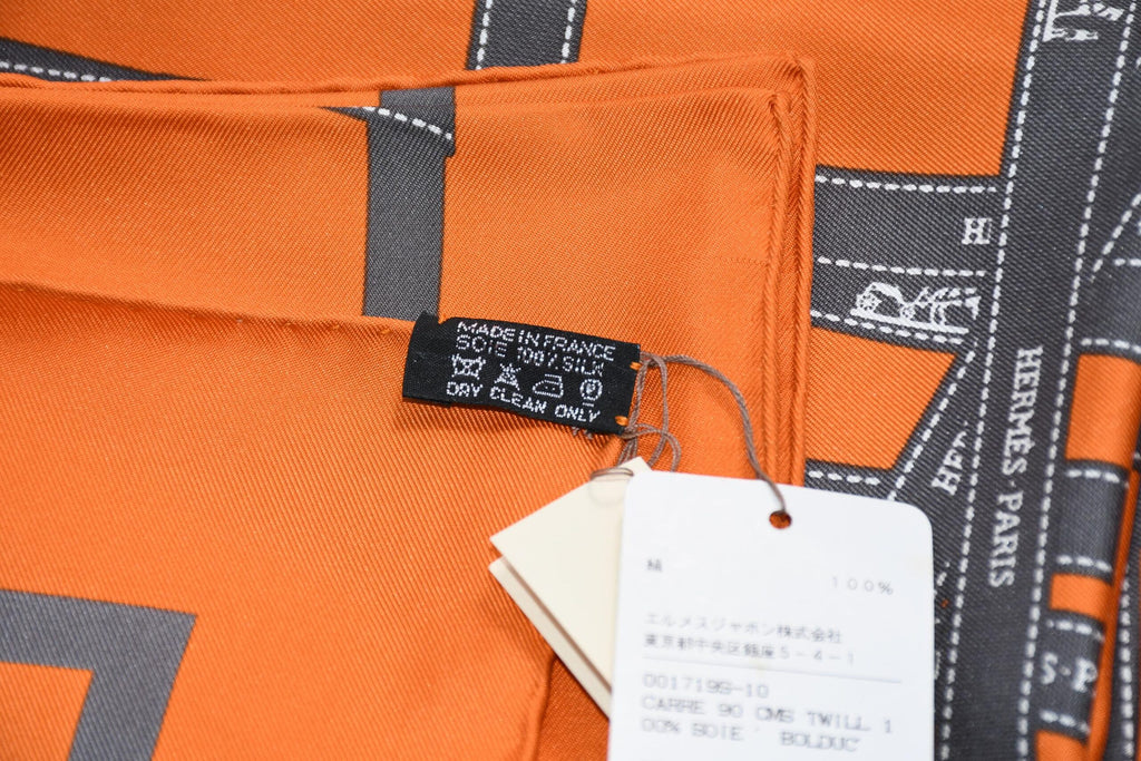 Hermes Scarf Bolduc by Jean Louis Dumas Silk 90 cm ribbon orange Carre 35" New w/ Tag