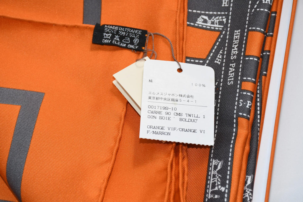 Hermes Scarf Bolduc by Jean Louis Dumas Silk 90 cm ribbon orange Carre 35" New w/ Tag