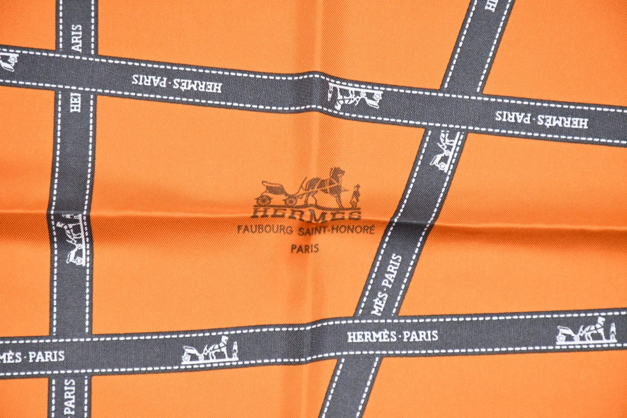 Hermes Scarf Bolduc by Jean Louis Dumas Silk 90 cm ribbon orange Carre 35" New w/ Tag