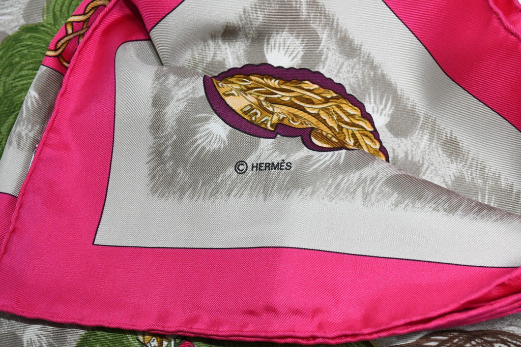 Hermes Scarf Casques et Plumets by Abadie 90 cm silk pink Carre helmet 35"
