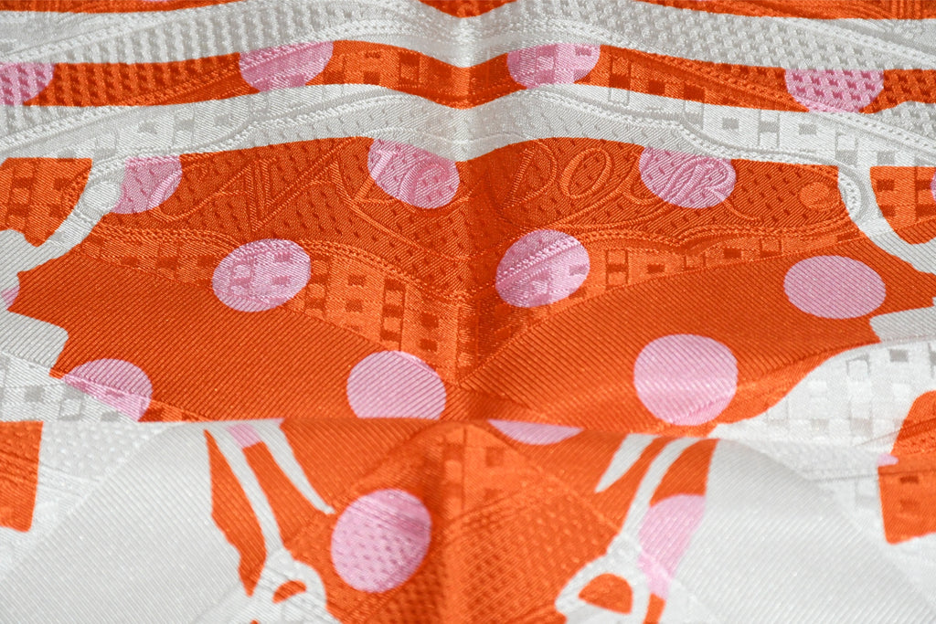 Hermes Scarf Cavalcadour Brides de Gala a Pois 90 cm silk orange pink Carre 35"