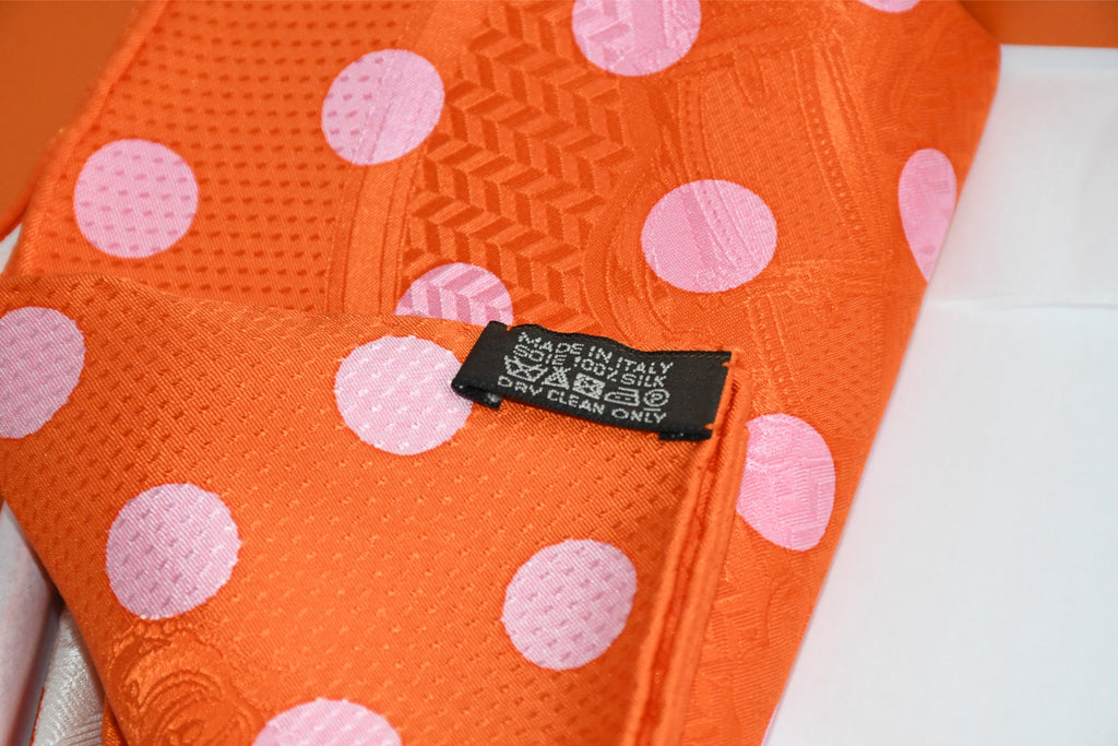Hermes Scarf Cavalcadour Brides de Gala a Pois 90 cm silk orange pink Carre 35"