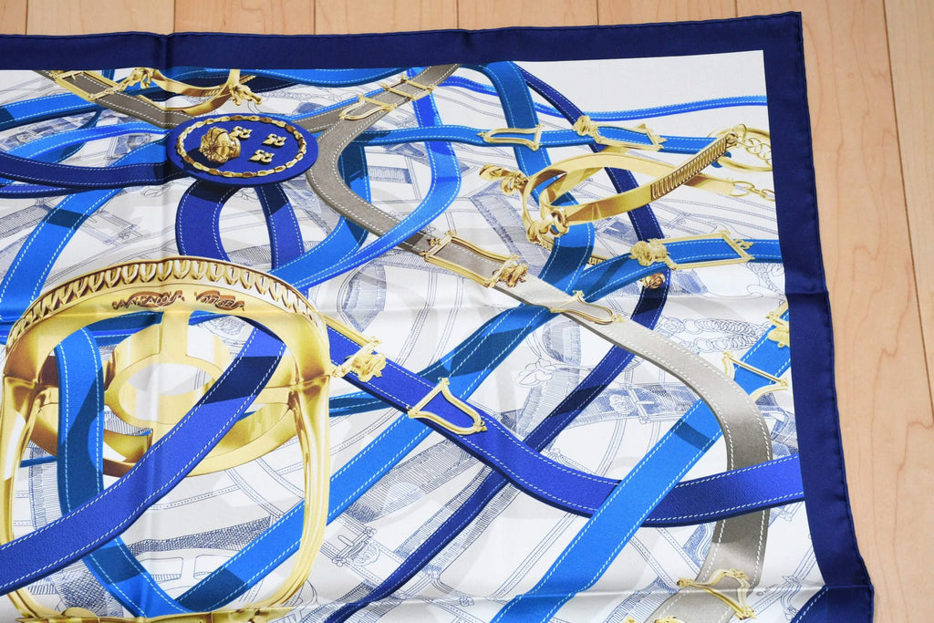 Hermes Scarf Cavalcadour Voltigeur by Henri D'Origny 90 cm Silk horse bit Carre 35"
