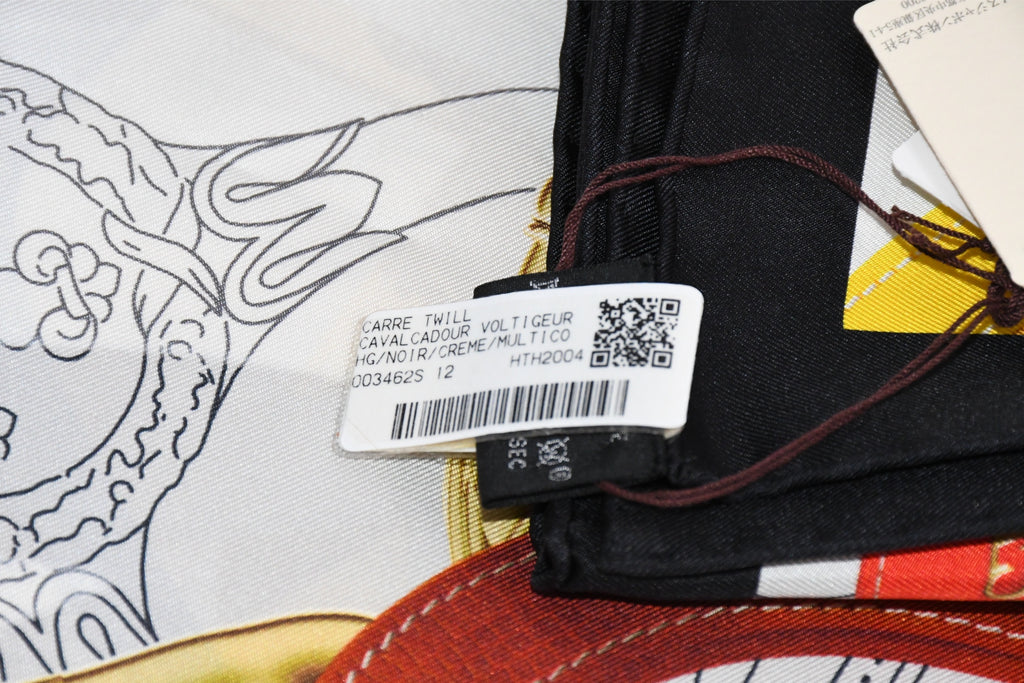 Hermes Scarf Cavalcadour Voltigeur by Henri D’Origny 90 cm silk horse bit white