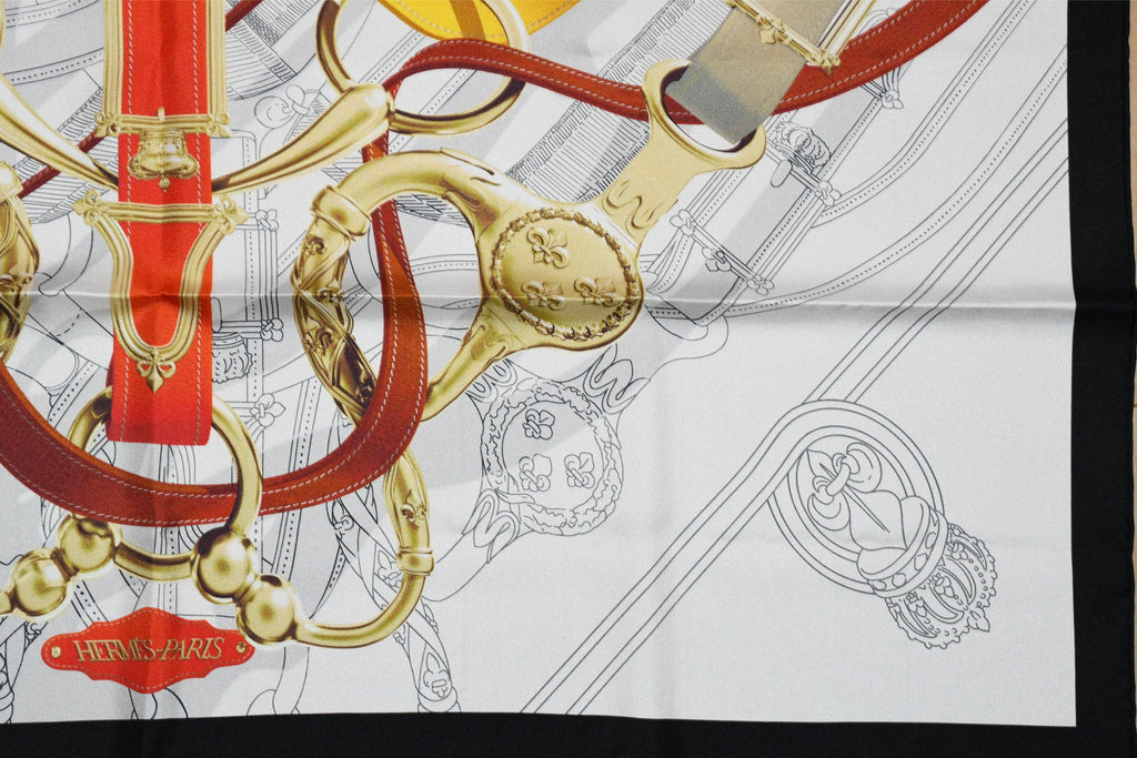 Hermes Scarf Cavalcadour Voltigeur by Henri D’Origny 90 cm silk horse bit white
