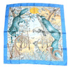 Hermes Scarf Chasse au bois 90 cm silk blue Carre fox animal hunter 35" 0285