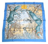 Hermes Scarf Chasse au bois 90 cm silk blue Carre fox animal hunter 35" 095