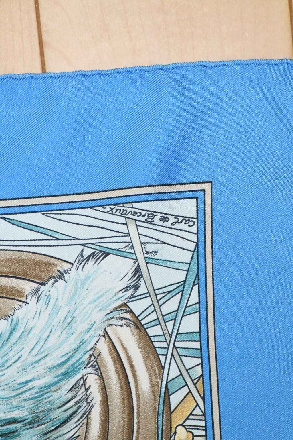 Hermes Scarf Chasse au bois 90 cm silk blue Carre fox animal hunter 35"
