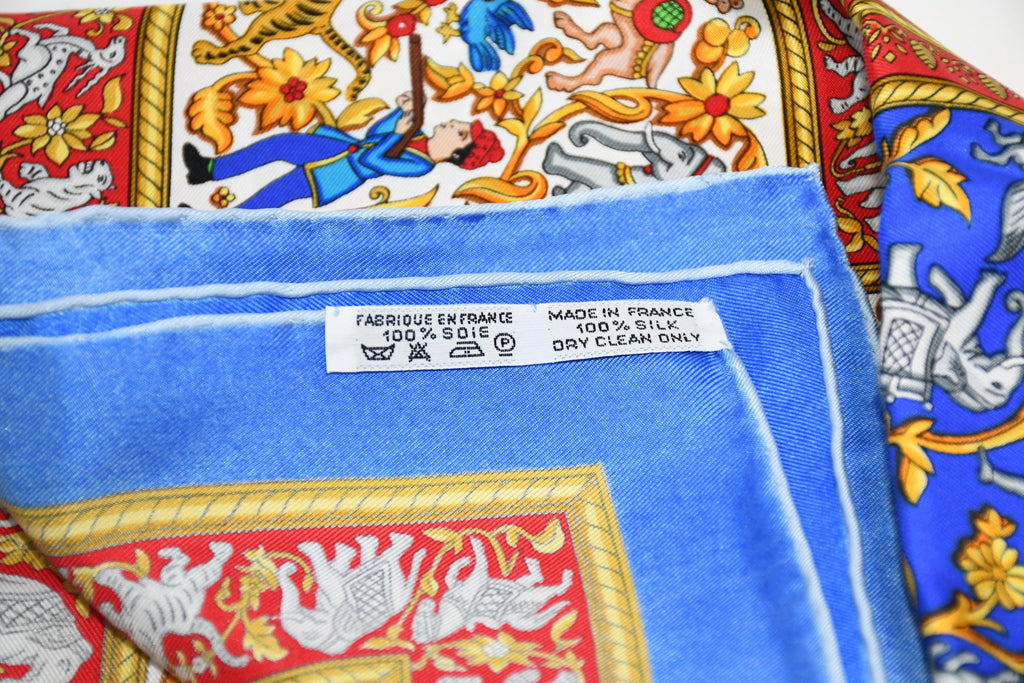 Hermes Scarf Chasse en Inde silk 90 cm blue Carre India hunter 35"