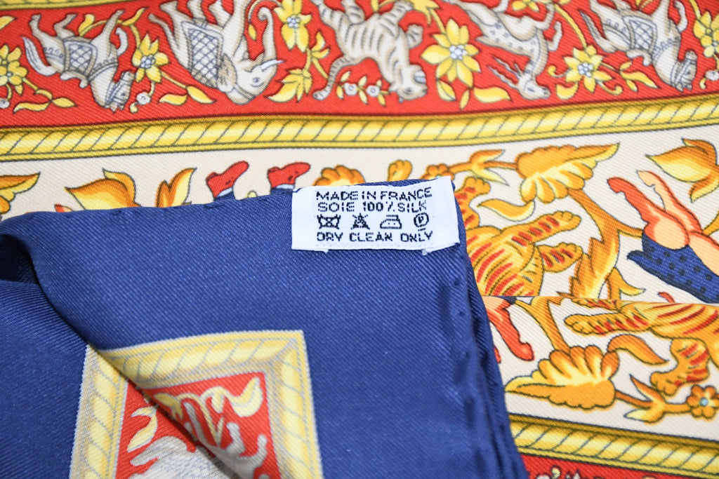 Hermes Scarf Chasse en Inde silk 90 cm blue yellow Carre India hunter 35"