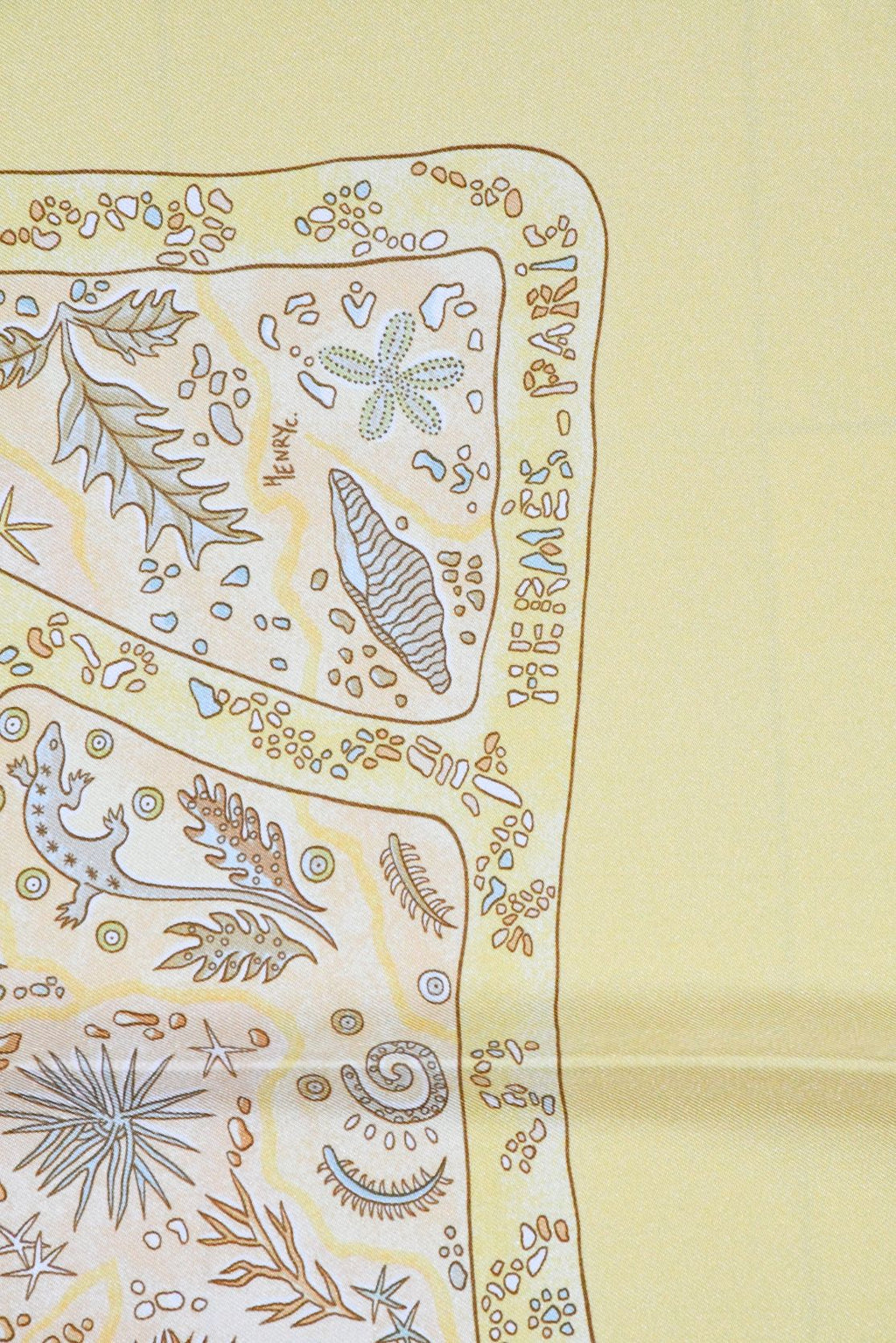 Hermes Scarf Chemins de Garrigue 90 cm Silk yellow coral road Carre 35"