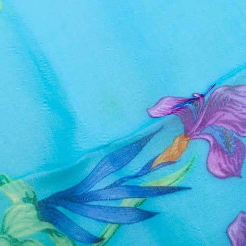 Hermes Scarf Cheval Fleuri H.d'Origny 90 cm Chiffon Silk mousseline flower horse muslin 35"