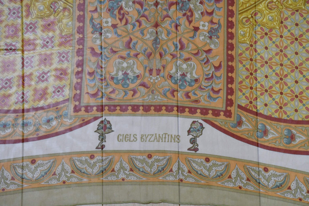 Hermes Scarf Ciels Byzantins 90 cm Chiffon Silk mousseline Beige muslin 35"