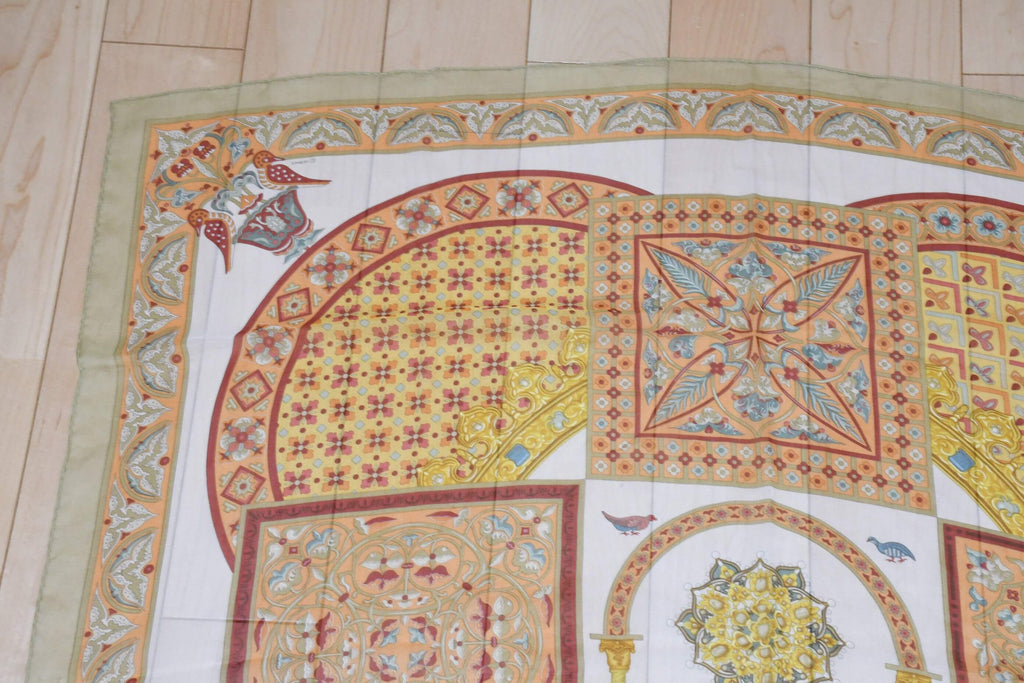 Hermes Scarf Ciels Byzantins 90 cm Chiffon Silk mousseline Beige muslin 35"