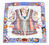 Hermes Scarf Costume de Fete 90 cm silk light blue white Carre jewelry 35"