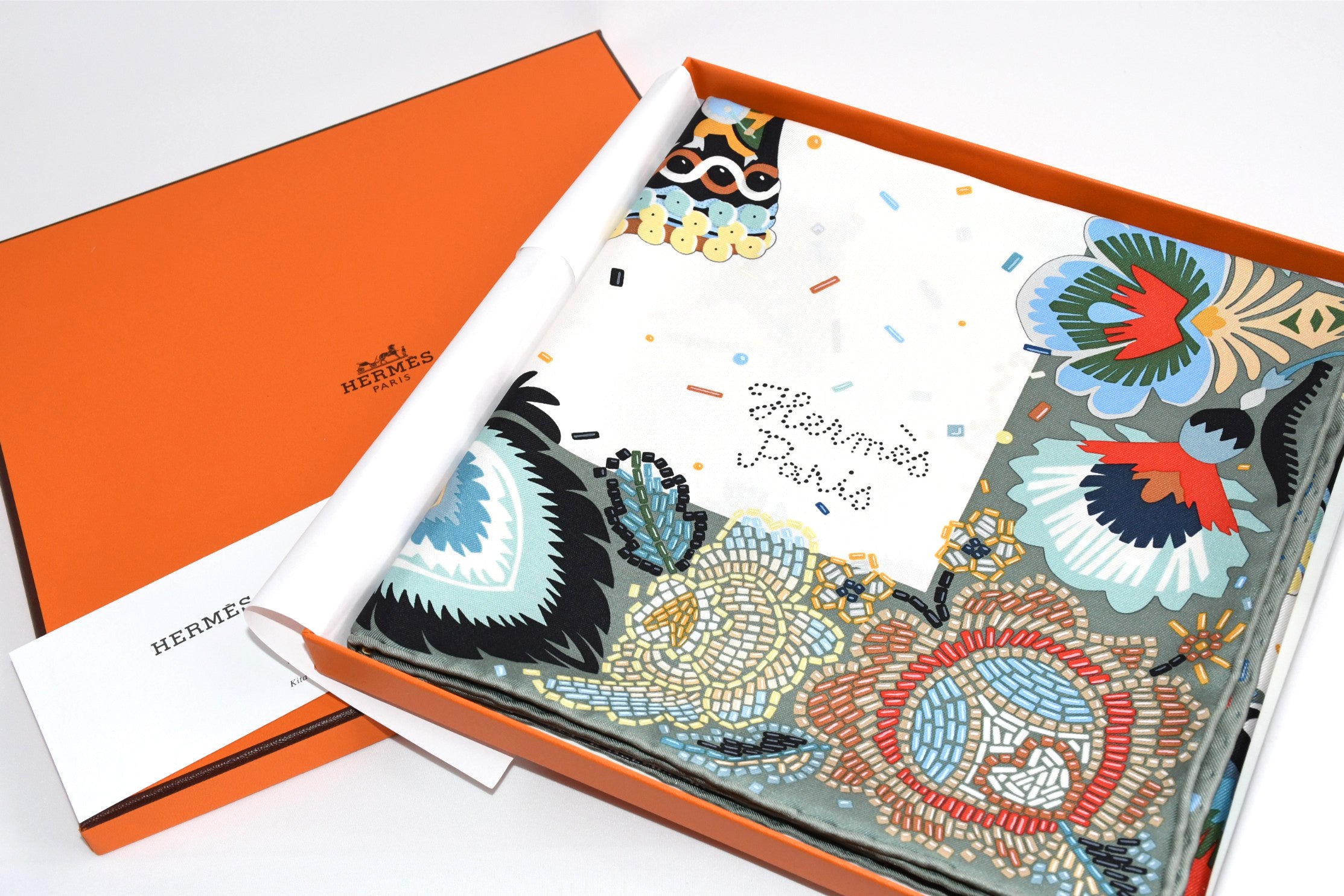 Hermes Scarf Costume de Fete by Jan Bajtlik 90 cm silk green Carre