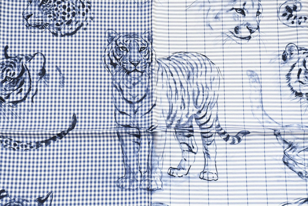 Hermes Scarf Dans l'atelier de Robert Dallet 90 cm silk marine blue Carre jaguar tiger 093