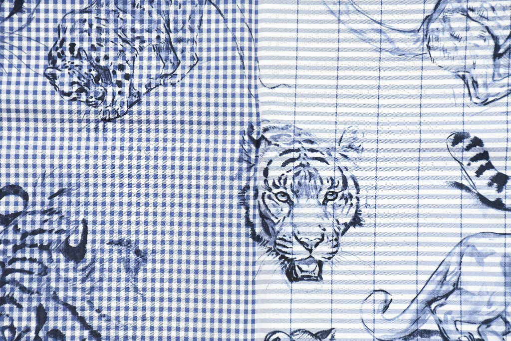 Hermes Scarf Dans l'atelier de Robert Dallet 90 cm silk marine blue Carre jaguar tiger 093
