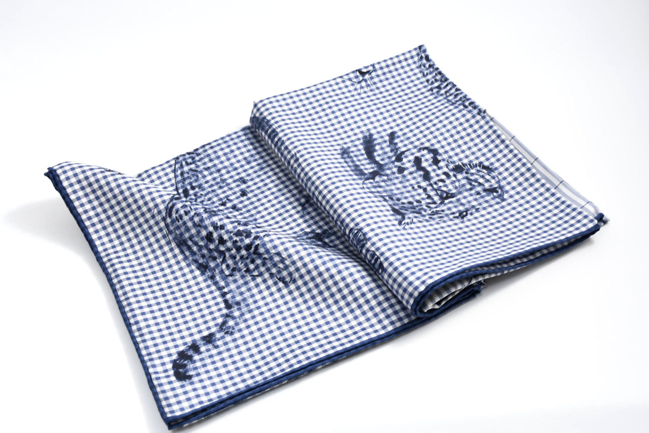 Hermes Scarf Dans l'atelier de Robert Dallet 90 cm silk marine blue Carre jaguar tiger 093