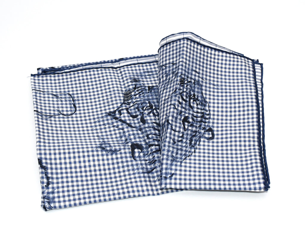 Hermes Scarf Dans l'atelier de Robert Dallet 90 cm silk marine blue jaguar tiger
