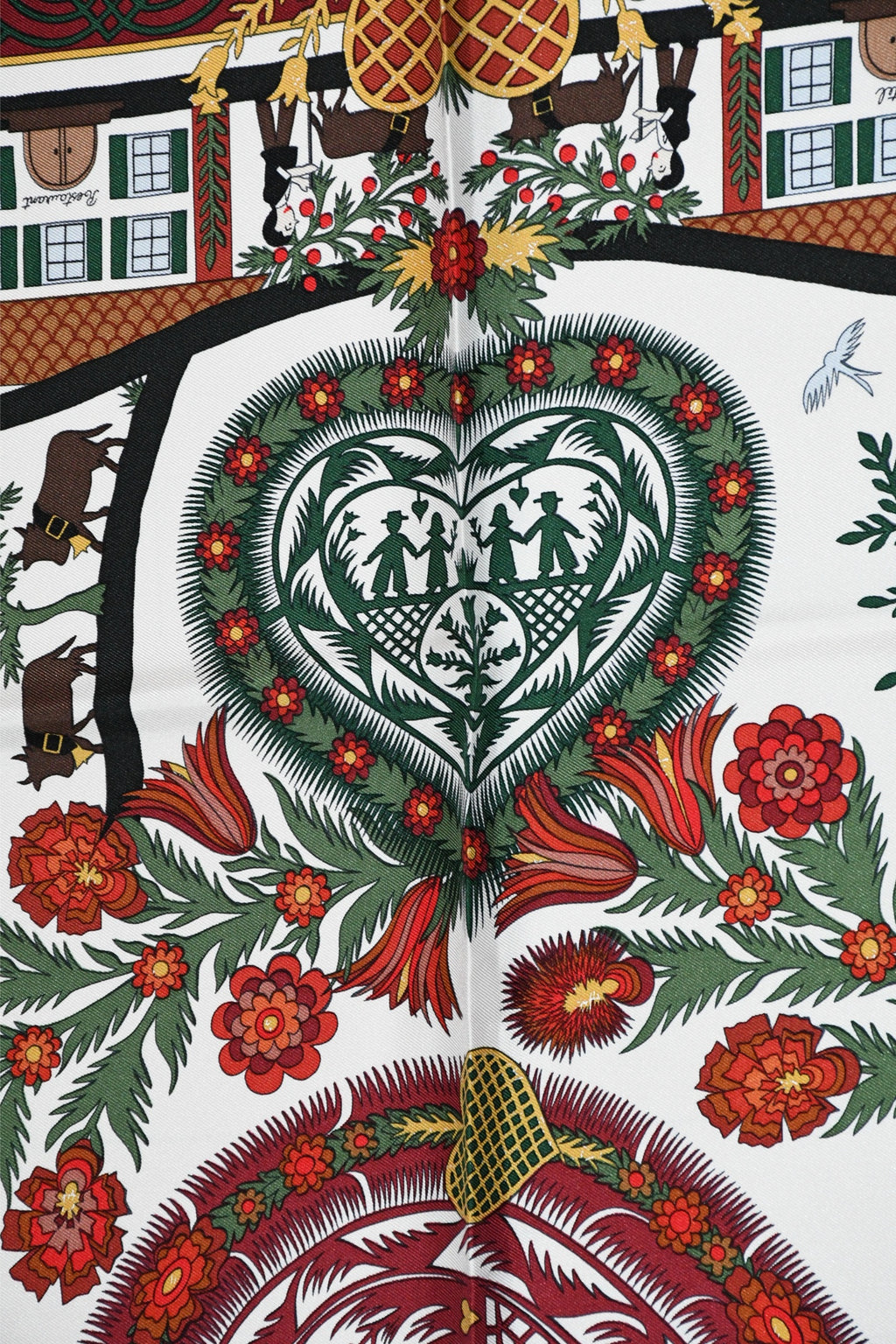 Hermes Scarf Decoupage Silk 90 cm Wine red Carre Carre Christmas snow cutouts 0217