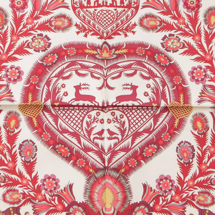 Hermes Scarf Decoupages 90 cm silk Bordeaux Carre christmas snow cutout 35"