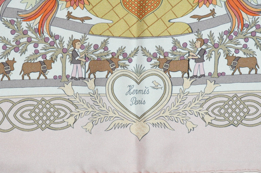 Hermes Scarf Decoupages 90 cm silk pink Carre christmas snow cutout