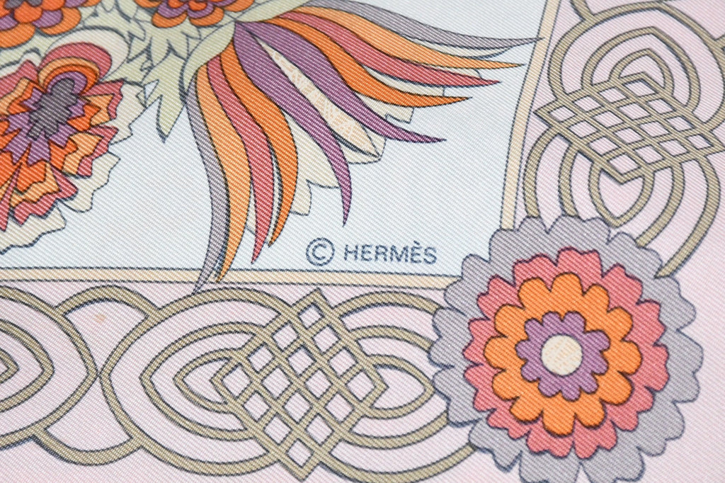Hermes Scarf Decoupages 90 cm silk pink Carre christmas snow cutout