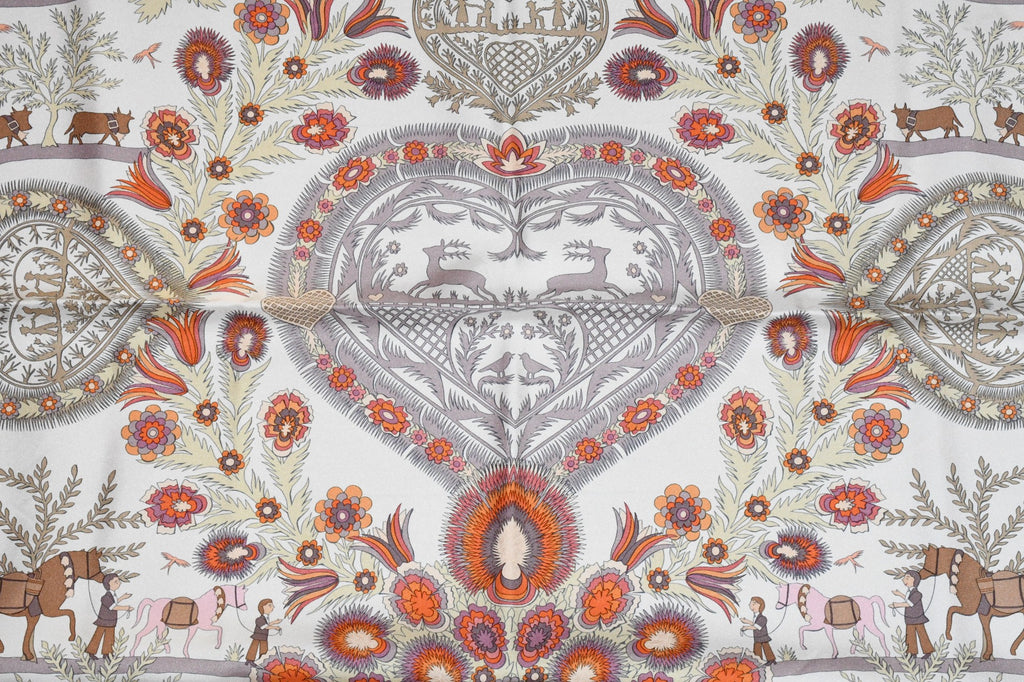 Hermes Scarf Decoupages 90 cm silk pink Carre christmas snow cutout