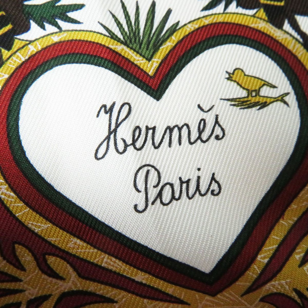 Hermes Scarf Decoupages 90 cm silk Wine red Carre christmas snow cutout 35"