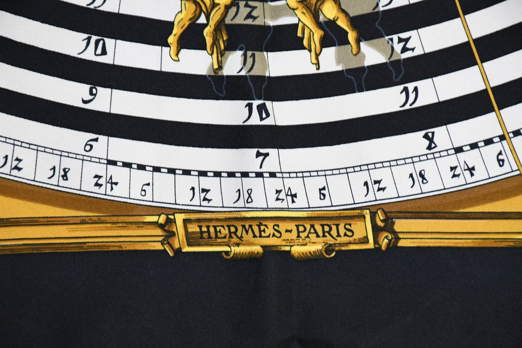 Hermes Scarf Dies et hore Silk 90 cm Sun Black Carre 35" M14