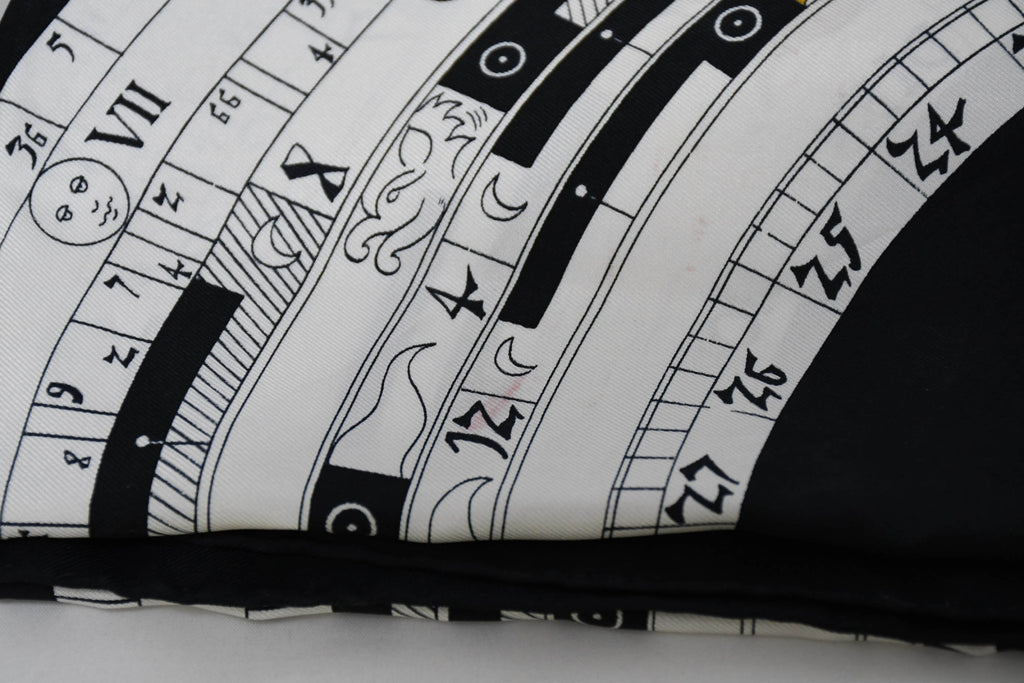 Hermes Scarf Dies et hore Silk 90 cm Sun Black Carre 35" M14