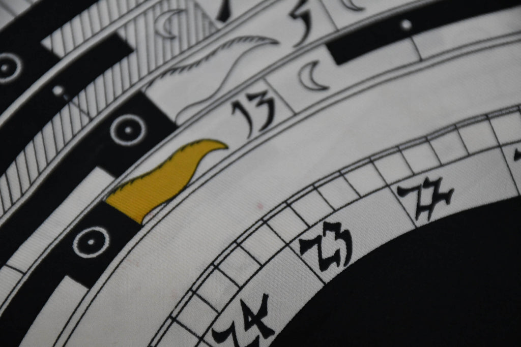 Hermes Scarf Dies et hore Silk 90 cm Sun Black Carre 35" M14