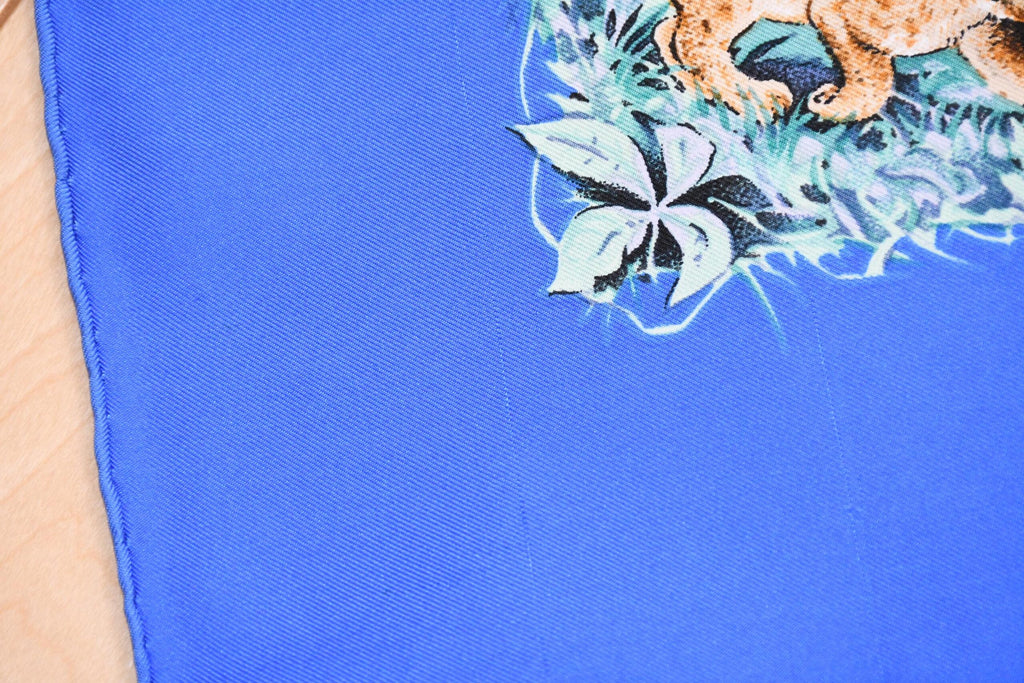 Hermes Scarf EQUATEUR 90 cm silk blue Carre panther jaguar cheetah 35"