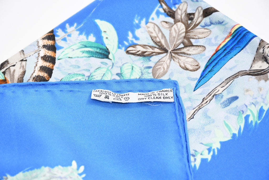 Hermes Scarf EQUATEUR 90 cm silk blue Carre panther jaguar cheetah 35"