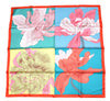 Hermes Scarf Etude Pour Un Iris Arc En Ciel 90 cm silk blue Carre flower 35"