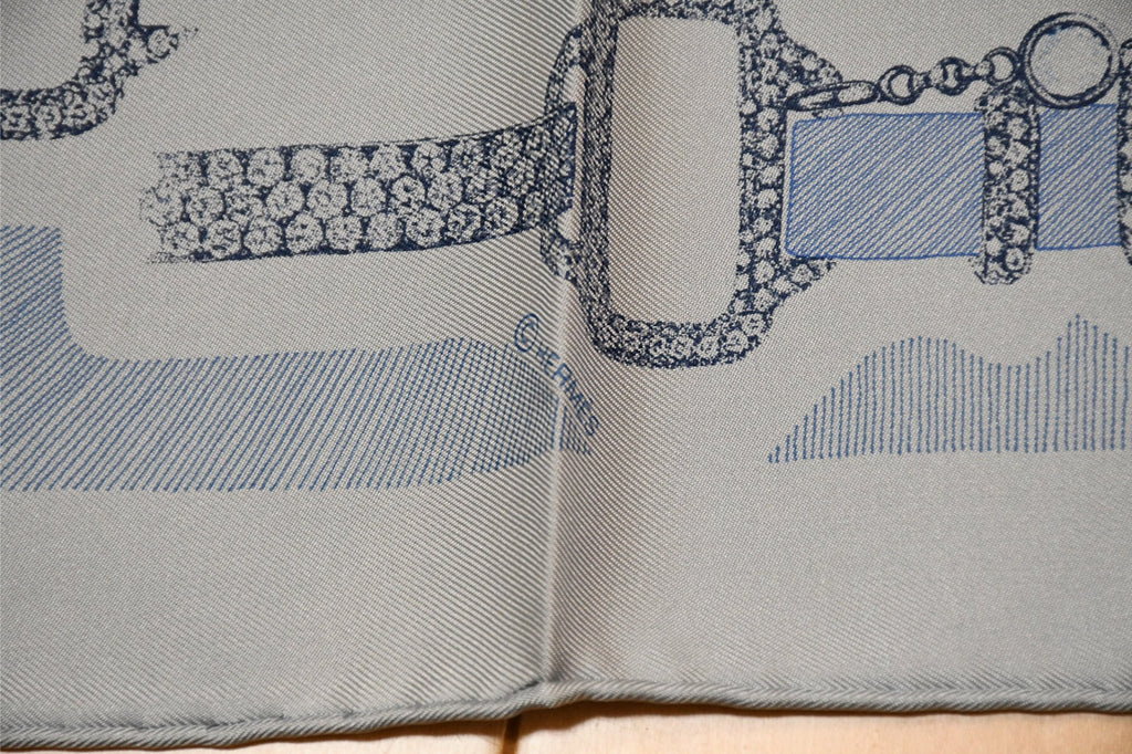 Hermes Scarf Etude pour une Parure de Gala 90 cm silk light blue Carre jewelry