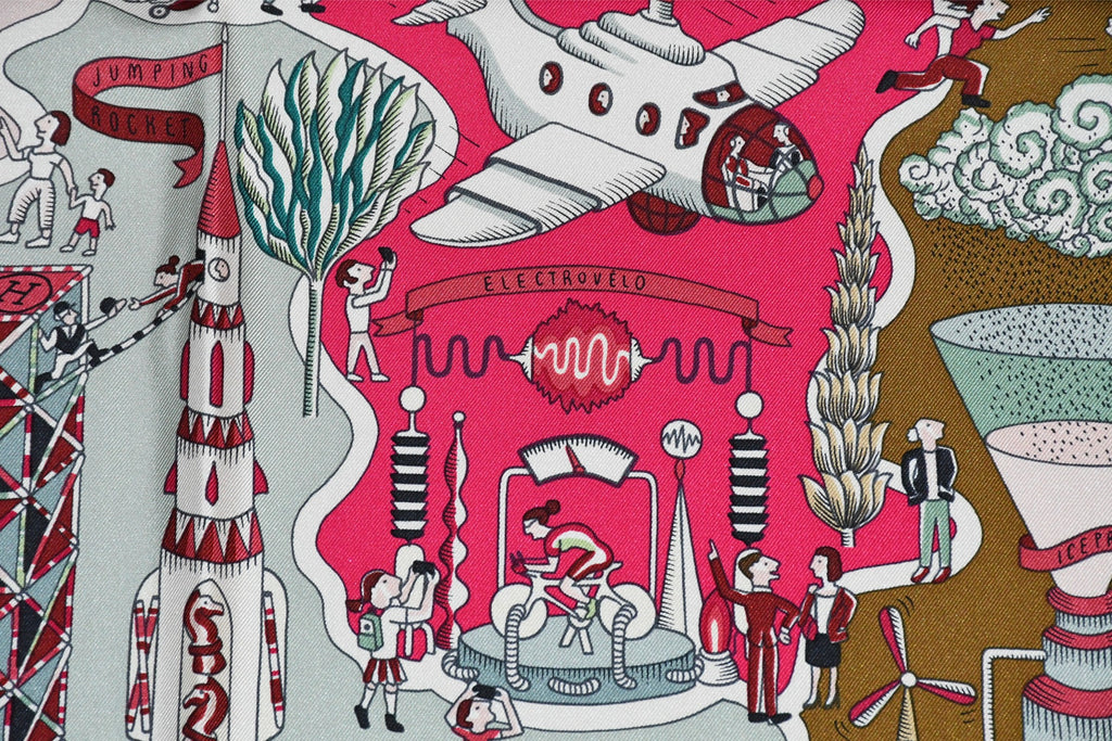 Hermes Scarf Exposition Universelle 90 cm silk pink Carre world exposition 35"