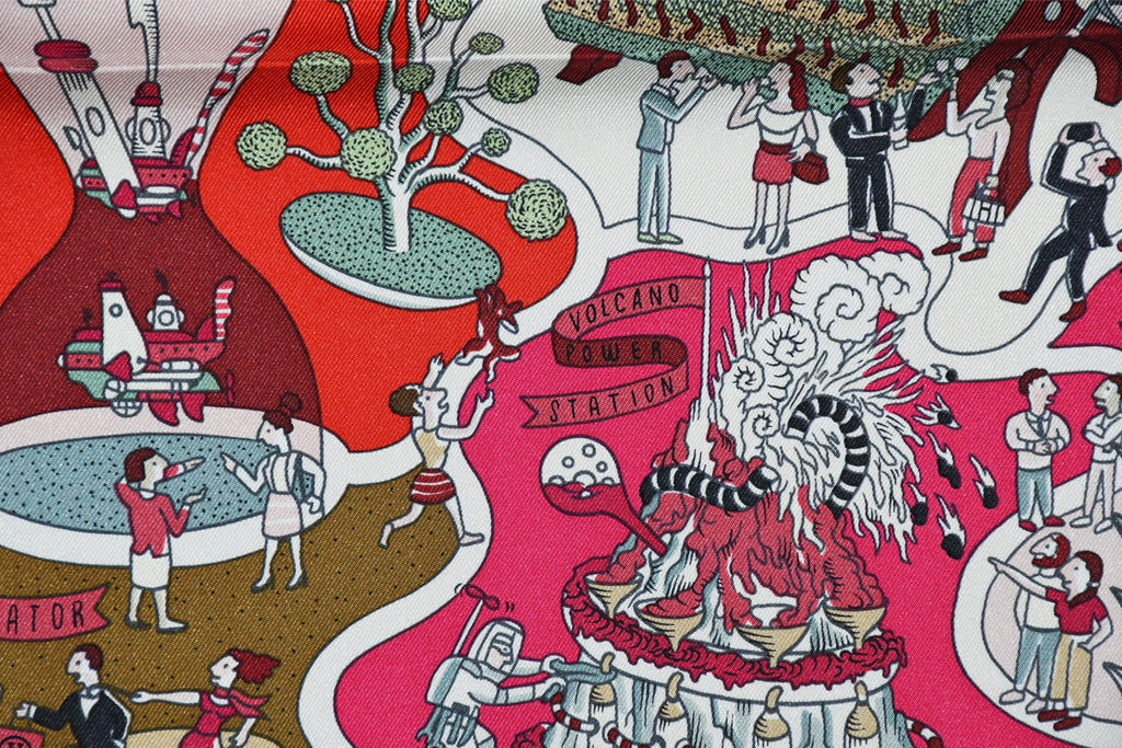 Hermes Scarf Exposition Universelle 90 cm silk pink Carre world exposition 35"