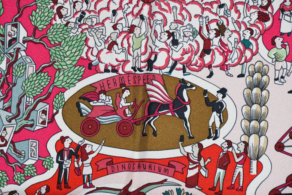 Hermes Scarf Exposition Universelle 90 cm silk pink Carre world exposition 35"