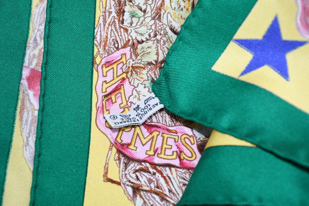 Hermes Scarf Faune Et Flore Du Texas Wildlife 90 cm Silk green by Kermit Oliver animal