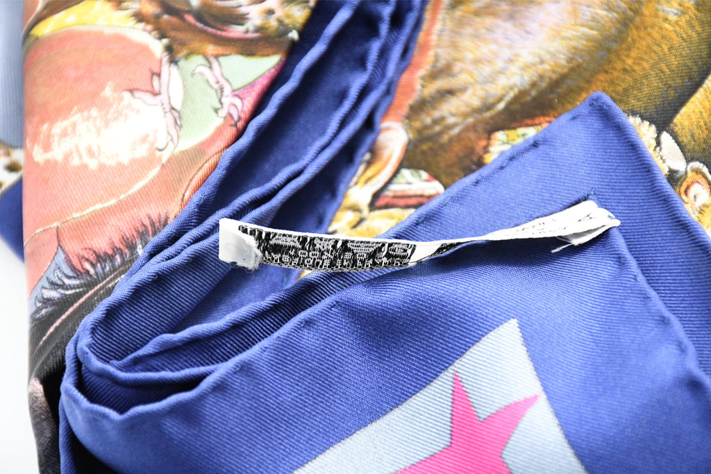 Hermes Scarf Faune Et Flore Du Texas Wildlife 90 cm by Kermit Oliver gray blue
