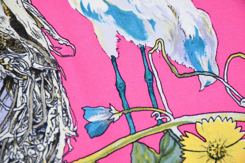 Hermes Scarf Faune Et Flore Du Texas Wildlife 90 cm by Kermit Oliver silk pink gray